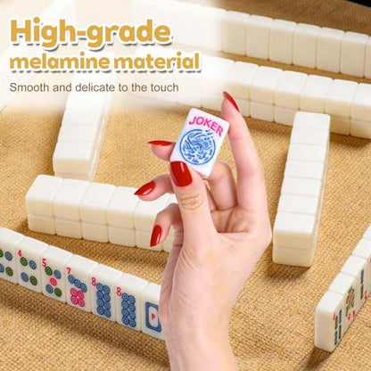 1.2-inch Premium American Mahjong Tile Set. Made of Durable and Sturdy Melamine. Perfect for Multiplayer Games, on-the-go Gaming, and Playing with Family and Friends. (White) - color: White