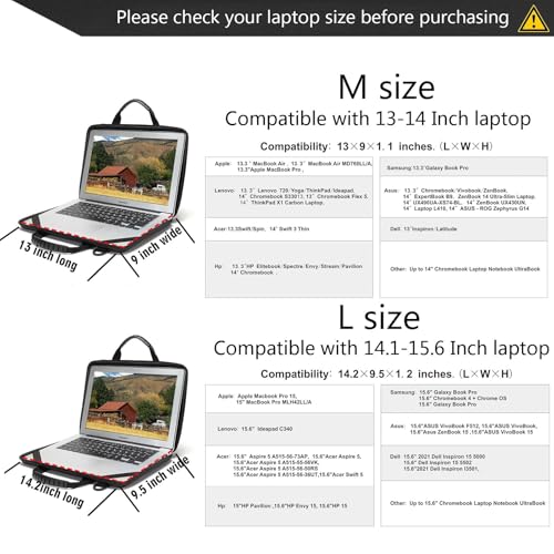 Laptop Case Hard Shell Bag,13-14 Inch, Laptop Sleeve Compatible with MacBook Air/Pro 13/Pro 14,HP Dell Acer, Laptop Travel Case,Computer Bag Carrier Protective with Shoulder Strap & Webcam Cover - size: 13-14 inch