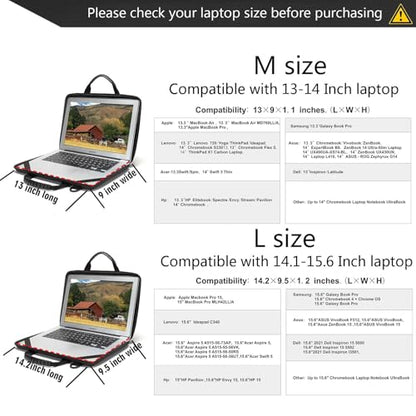 Laptop Case Hard Shell Bag,13-14 Inch, Laptop Sleeve Compatible with MacBook Air/Pro 13/Pro 14,HP Dell Acer, Laptop Travel Case,Computer Bag Carrier Protective with Shoulder Strap & Webcam Cover - size: 13-14 inch