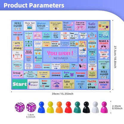Drinking Games,Leather Mat Drinking Board Game for Adults,Interactive Girls Night Drinking Games,Bachelorette Party Games,Age 21+,2-8 Players - color: Sky Blue