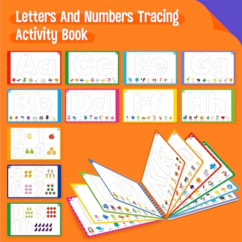SpriteGru Letter & Number Tracing Pad, 30 Pages Alphabet ABC and 123 Handwriting Book, Reusable & Erasable Pen Control Practice Montessori Autism Educational Fine Motor Toddler Learning Toys - style: Letter & Number