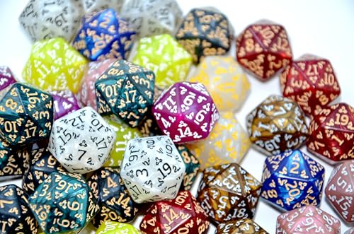 SmartDealsPro 50-Pack D6 D12 D20 6 12 20 Sided Dice Polyhedral Dice with Pouch for DND RPG MTG Table Game (D20, Dragon Pattern) - color: Dragon Pattern, style: D20