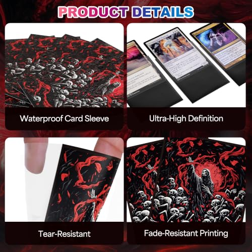 UAONO MTG Card Sleeves - Death 100 Count Standard Size | Ultra Clear Front & Matte Finish Back Tear Resistant Clear Card Sleeves Matte Art Sleeve for MTG - color: Death