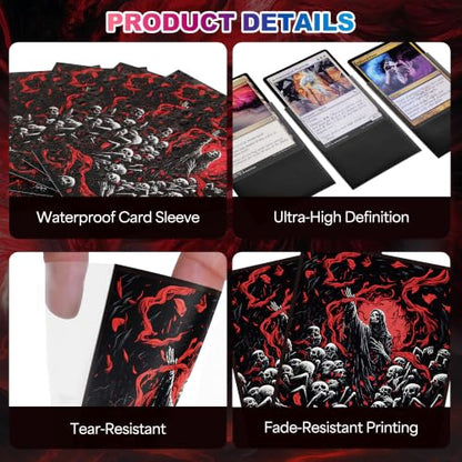 UAONO MTG Card Sleeves - Death 100 Count Standard Size | Ultra Clear Front & Matte Finish Back Tear Resistant Clear Card Sleeves Matte Art Sleeve for MTG - color: Death