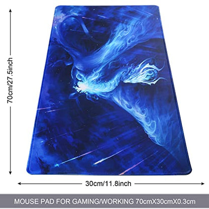 Large Gaming Mouse Pad with Stitched Edges,[27.5x11.8In] Extended Mouse Pad with Non-Slip Natural Rubber Base for Gamer/Desktop/Office/Home (70x30 Bluedragon) - color: 70x30 Bluedragon