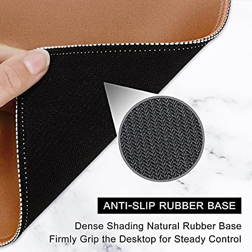 Hsurbtra Mouse Pad, Premium-Textured Square Mousepad 10.2 x 8.3 Inch, Stitched Edge Anti-Slip Waterproof Rubber Pretty Cute Computer Mat for Office Gaming Laptop Women Kids Leather Brown - color: Leather Brown, size: Square Mousepad (10.2" x 8.3")