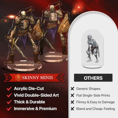 Skinny Minis Monster Villains Collection, 100 Monster Flat Minis, 5e & Pathfinder Minis for TTRPG, 2D Monster Miniatures for Tabletop RPG