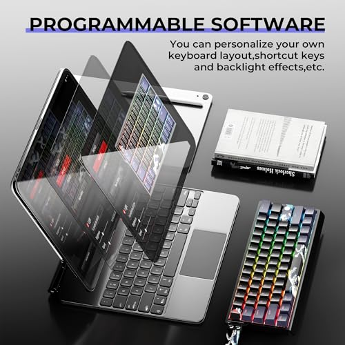 HITIME x XVX 60% Percent Keyboard with Strap, H61 Wired Aluminum Gaming Keyboard, Hot Swappable, Kanagawa Anime PBT Keycaps, RGB Backlit, Cherry Profile, Sound Absorbing Pads, Creamy Linear Switch - color: Black Kanagawa