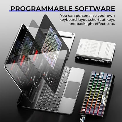 HITIME x XVX 60% Percent Keyboard with Strap, H61 Wired Aluminum Gaming Keyboard, Hot Swappable, Kanagawa Anime PBT Keycaps, RGB Backlit, Cherry Profile, Sound Absorbing Pads, Creamy Linear Switch - color: Black Kanagawa