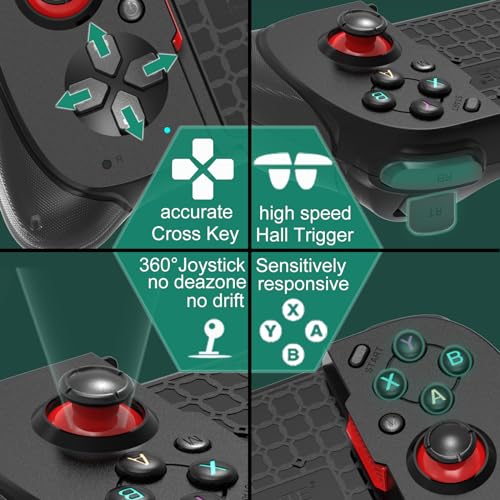 iOS/Android/PC Wireless Game Controller, Mobile Gamepad Joystick for iPhone 16/15/14/13, iPad, Samsung Galaxy/LG/TCL Phone Tablet- Hall Trigger - Call of Duty, Genshin Impact, Cloud Game, Delta Emulator - color: Black