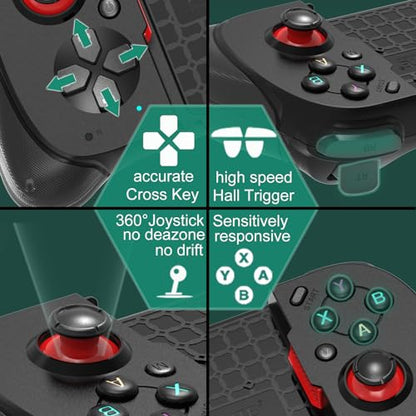 iOS/Android/PC Wireless Game Controller, Mobile Gamepad Joystick for iPhone 16/15/14/13, iPad, Samsung Galaxy/LG/TCL Phone Tablet- Hall Trigger - Call of Duty, Genshin Impact, Cloud Game, Delta Emulator - color: Black