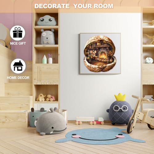 WOODBESTS Wooden Puzzles for Adults - Mouse's Walnut House, Mouse Wooden Jigsaw Puzzle, Unique Animal Wood Puzzles Adult, Xmas Gifts for Puzzle Lovers(265 Pcs, L, 13.4"x11.9") - size: Large