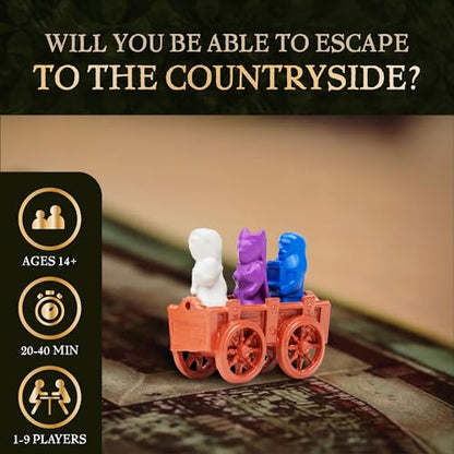 Facade Games Bristol 1350 Deluxe Edition, Strategy & Deceit for 1-9 Players | Ages 14 and Up, Deluxe Upgrades: Metal Coins, Metal Carts & 9 Custom Pawns, Social Deduction - style: Deluxe Bristol 1350