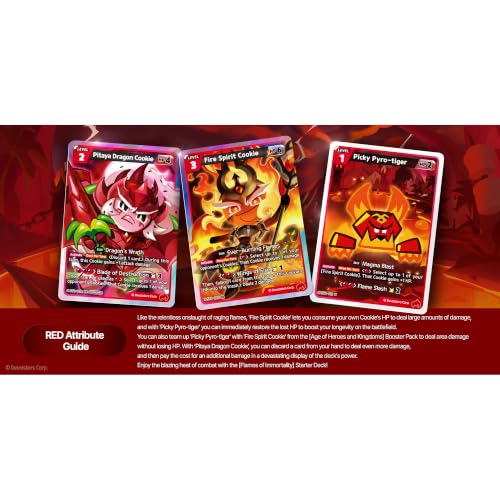 CookieRun TCG: Starter Deck - Flames of Immortality -Red Legendary Cookie Fire Spirit, Ready-to-Play Character Deck, Braverse Trading Card Battle Game - color: Red