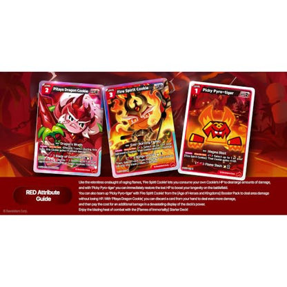 CookieRun TCG: Starter Deck - Flames of Immortality -Red Legendary Cookie Fire Spirit, Ready-to-Play Character Deck, Braverse Trading Card Battle Game - color: Red