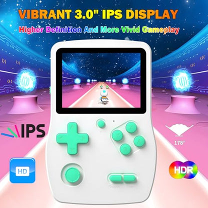 32 Bit Handheld Games for Kids Preloaded 139 Retro Video Games, White | Portable Video Gaming Player with 3.0" IPS Screen Rechargeable Battery,Mini Travel Games Electronic Gifts Toys for Boys Girls - color: White