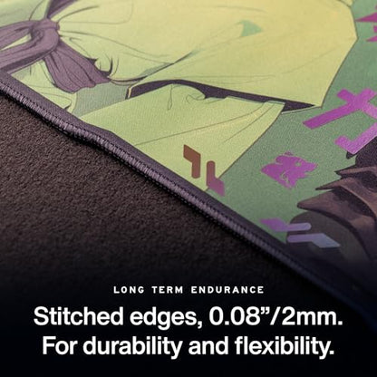 Alfies! Gold Foil Accents Playmat | Clan Steel Leaf | Elf Clan | Perfect Trading Card Gift | Futuristic Custom Shape | Compatible with Magic | MTG Playmat