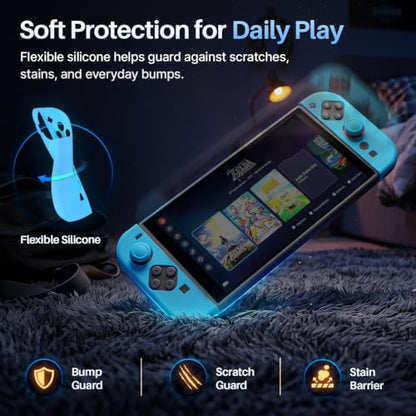 TNP JoyCon Cover for Nintendo Switch 2 Controller Case, Light Blue | 2-Piece Anti-Slip Skin Set for Left and Right Joy-Con 2 Controllers with Matching Thumb Grip Caps; Controllers Not Included - color: Light Blue