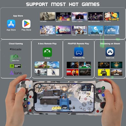 Joso Phone Controller for iPhone/Android Support Phone Case, Mobile Gaming Controller with Ergonomic Design - Wireless Gamepad for Cloud Gaming & PS Remote Play - color: Camouflage