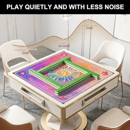 Mahjong Mat for Table with Rules, 31.5" x 31.5" Noise Reduction Non Slip Waterproof Mah Jong Table Mat with Carrying Bag, Suitable for Mahjong, Poker, Board Games, Dominoes, and Card Games(Rainbow) - color: Gradual Rainbow
