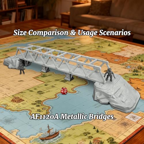 28mm Scenery - RPG Terrain Set for TTRPG Battle Maps(AF1120A) | Wargame Scenery Map Props for Dungeon Masters - Metallic Bridges - color: Af1120a Bridges