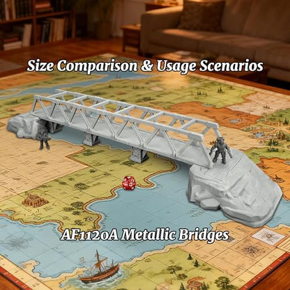 28mm Scenery - RPG Terrain Set for TTRPG Battle Maps(AF1120A) | Wargame Scenery Map Props for Dungeon Masters - Metallic Bridges - color: Af1120a Bridges