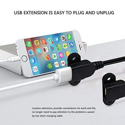 QiCheng&LYS USB 2.0 Male to Dual Female Charging Extension Cable, Furniture nightstand Sofa Electric Vehicle on-Board Charging Port, Panel Mount Cable with Screw Hole 5ft (2 pcs and Adapter) - color: 2 pcs Dual Female with Adapter