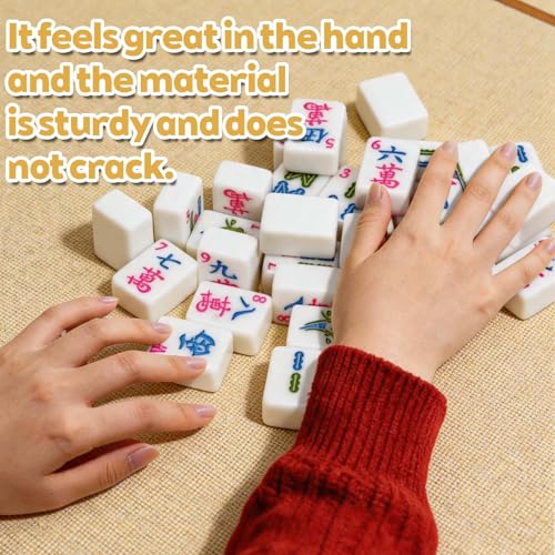 1.2-inch Premium American Mahjong Tile Set. Made of Durable and Sturdy Melamine. Perfect for Multiplayer Games, on-the-go Gaming, and Playing with Family and Friends. (White) - color: White