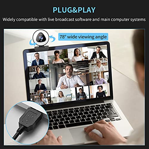 Angetube Streaming Webcam with Ring Light, Computer Camera with Microphone | 1080P@30fps, 5X Digital Zoom HD Web cam for Xbox Twitch Gaming, USB PC Web Camera for PC Laptop Desktop Mac
