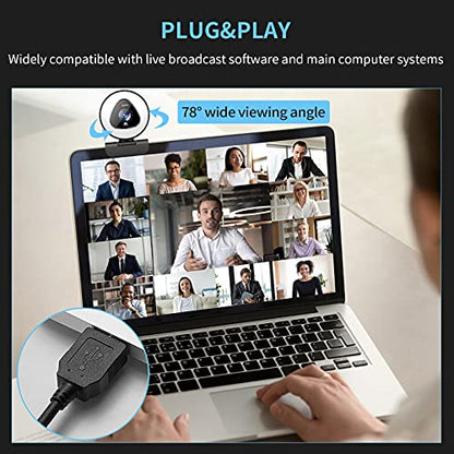 Angetube Streaming Webcam with Ring Light, Computer Camera with Microphone | 1080P@30fps, 5X Digital Zoom HD Web cam for Xbox Twitch Gaming, USB PC Web Camera for PC Laptop Desktop Mac