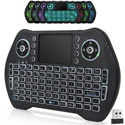 BL Mini Wireless Keyboard with Touchpad and Mouse Combo, Backlit Handheld Keyboard Remote for Android TV Box Smart TV PC HTPC Laptop Tablet Projector PS3 Raspberry Pi Windows Mac XBox, with USB Dongle