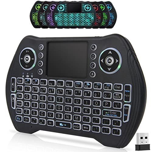 BL Mini Wireless Keyboard with Touchpad and Mouse Combo, Backlit Handheld Keyboard Remote for Android TV Box Smart TV PC HTPC Laptop Tablet Projector PS3 Raspberry Pi Windows Mac XBox, with USB Dongle
