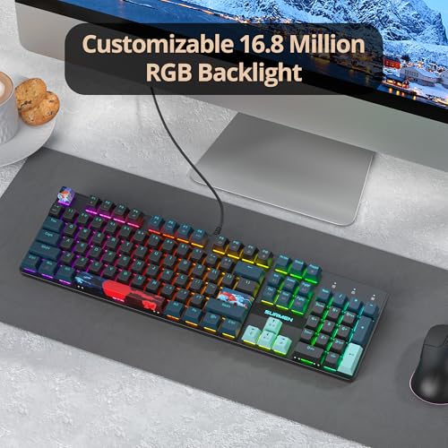 Full Size Mechanical Keyboard, Creamy Keyboard with Number Pad, 104 Keys Wired Gaming Keyboard with Red Switch, RGB Backlit for PC Laptop - color: Monster B