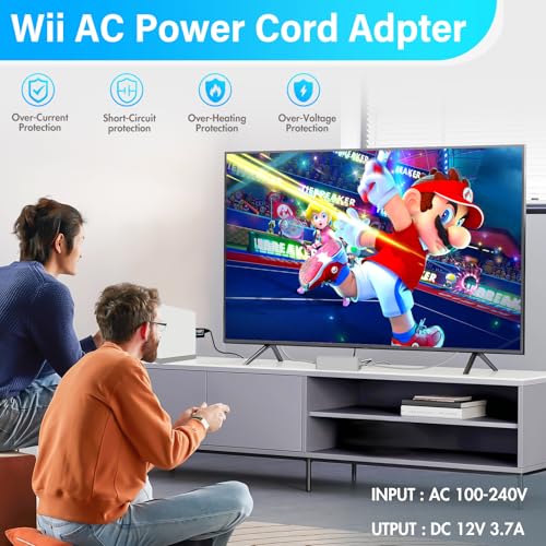PORTHOLIC 4 in 1 Wii Replacement Cables Set, Wii AC Power Adapter + Wii to hdmi Converter+ Wired Motion Sensor Bar and Composite Audio Video Cable for Nintendo Wii - color: Black