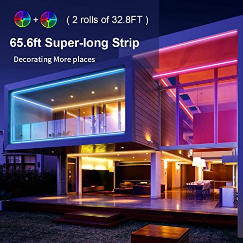 MIHEAL Led Strip Lights Kit 65.6ft 5050 SMD RGB Flexible LED Tape Lights with UL Power Supply IR Remote Controller for Under Cabinet Lighting Bedroom, Living Room - color: White