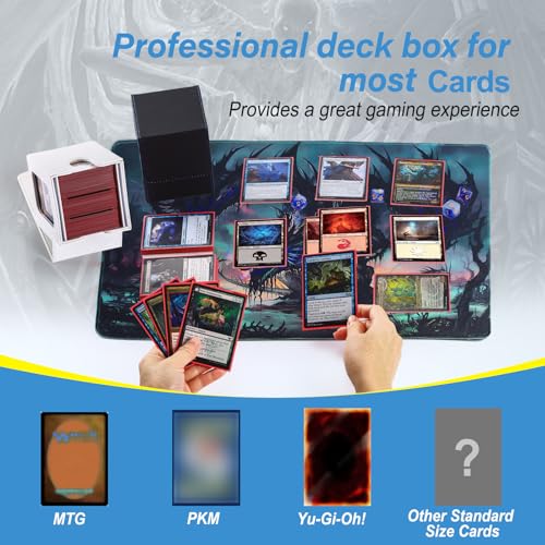 MTG Deck Box, Double Display Window MTG, Commander Deck Box Fits 120+ Single Sleeved Cards, PU Leather Magnetic Closure Card Box with 2 Dividers&2 Toploaders for TCG, CCG, White - color: White, size: 1 pack