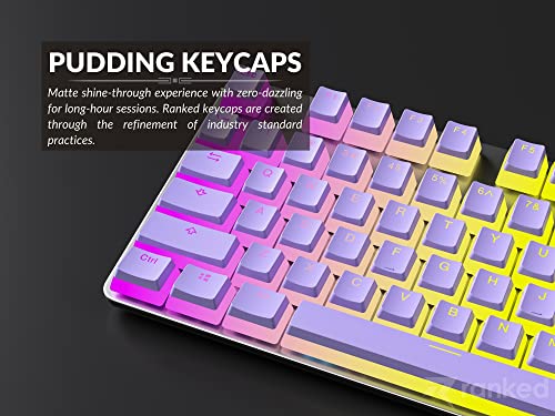 Ranked Pudding v2 PBT Keycaps | 145 Double Shot Translucent ANSI US & ISO Layout | OEM Profile for Full Size, TKL, 75%, 65% and 60% RGB Mechanical Gaming Keyboard (Lavender) - color: Lavender