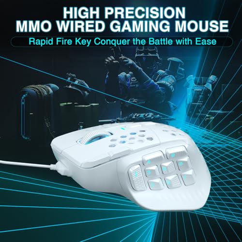 SOLAKAKA SM809 Wired MMO Gaming Mouse,24000 DPI,16 Programmable,RGB PC Gaming Mice,Black