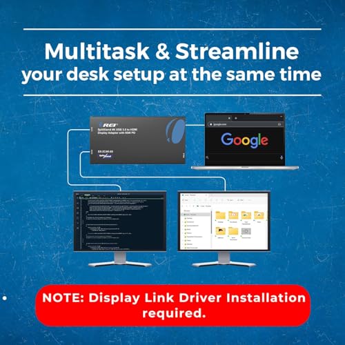 OREI SplitExtend 4K HDMI Splitter Extended Display for Dual Monitor - Multi-Monitor Display 3 Separate Screens - USB A & USB-C Adapter to HDMI 2.0, 4K@60hz, 90W PD Charger, DisplayLink MacOS, Windows | OREI SplitExtend 4K HDMI Splitter Extended Display fo