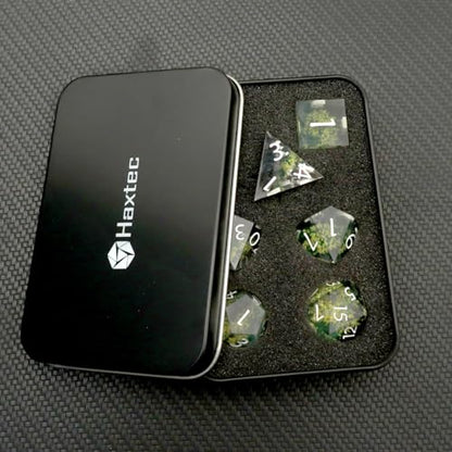 Haxtec DND Dice Set Sharp Edge Resin Dice Set with Dice Case, Flower D and D Dice, Polyhedral D&D Dice Set for Dungeons and Dragons TTRPGs DND Gift - color: Yellow