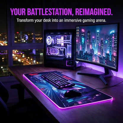 Luminous RGB Gaming Desk Mat, Large Mouse Pad, Wear-Resistant Non-Slip Pad, PC Accessory, 11.82"x27.58"(Big)