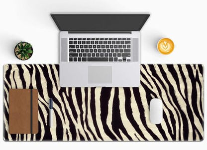 Zebra Striped Printed Desk Mat Large Gaming Mouse Pad XL Extended Mousepad Desk Pad Big Keyboard Pad Desktop Mouse Mat 31.5"x11.8" Deskmat for Gamers with Stitched Edges Non-Slip Rubber Base - color: Zebra Striped Printed