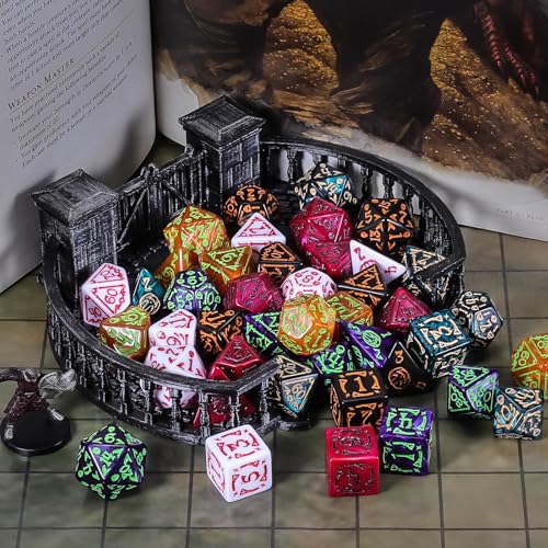 CiaraQ Polyhedral Dice Set - DND Role Playing Dice | Acrylic RPG Dice for Dungeons and Dragons MTG Table Games, Multi-Color, 42pcs - color: Red/Green/Yellow/Purple/Black/White