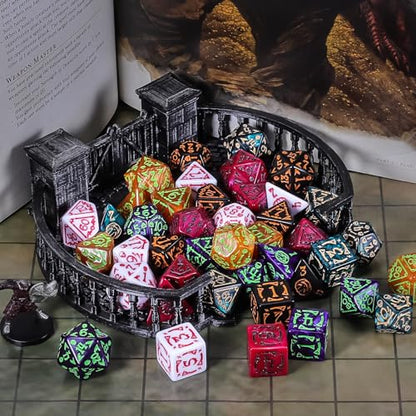 CiaraQ Polyhedral Dice Set - DND Role Playing Dice | Acrylic RPG Dice for Dungeons and Dragons MTG Table Games, Multi-Color, 42pcs - color: Red/Green/Yellow/Purple/Black/White