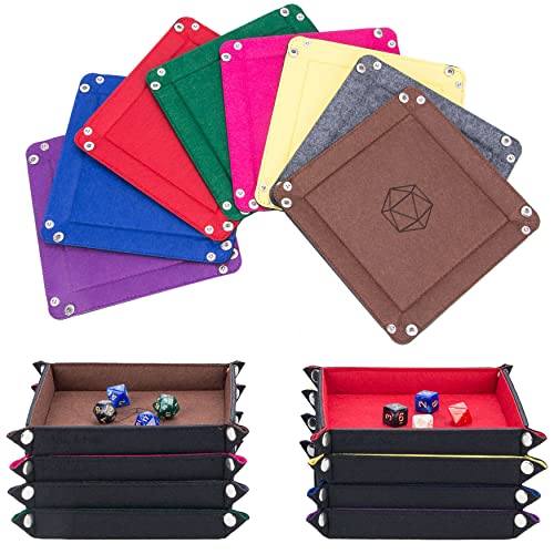 Folding Square Dice Tray, Felt Dice Holder for DND, RPG, MTG and Other Board Games (Violet, Coffee, Green, Red, Rose Red, Gray, Yellow and Blue) - color: Violet, Coffee, Green, Red, Rose Red, Gray, Yellow and Blue