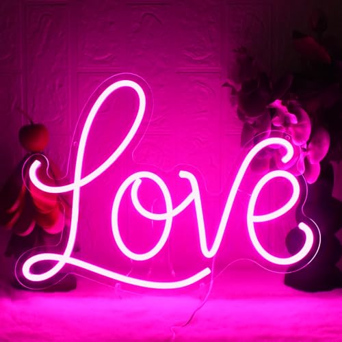 Love Neon Sign Pink Neon Light Love Led Wall Signs USB Powered Light Signs for Girl Bedroom Christmas Valentine's Day Mother's Day Wedding Wall Decor - color: Love-pink