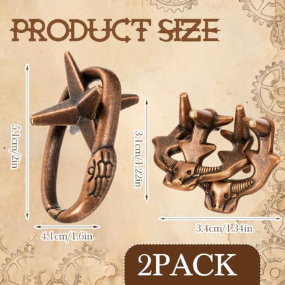 2 Pcs Metal Brain Teaser Puzzle for Adult Teen,Bull Head Snake Escape | 3D Logic Puzzle Set, Iq Education Challenge Toy, Unlock Interlocking Puzzle Gift, Brain Puzzles for Family Classroom - style: Bull Head Snake Escape