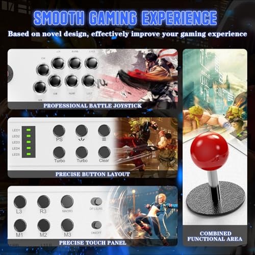 LENISUOLE Wired Arcade Stick Compatible with PS5/PS4/PC/, for PS5 Fight Stick with Programming Function, Turbo Function, 9.8FT Braided Cable Fight Stick