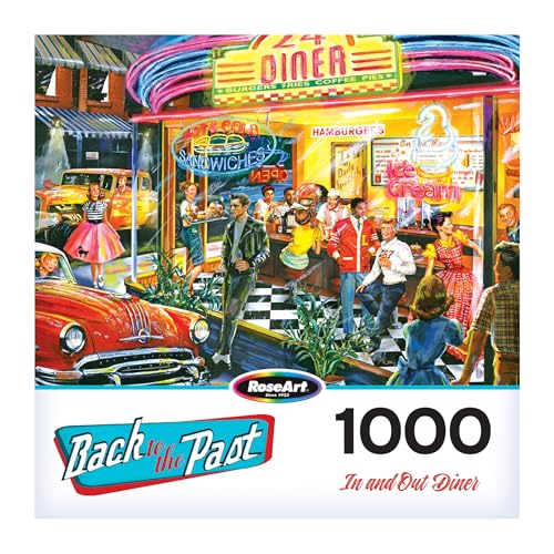 RoseArt - Back to The Past - in and Out Diner - 1000 Piece Jigsaw Puzzle for Adults - style: In and Out Diner
