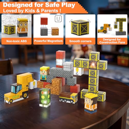 Travel Magnetic Blocks 45 PCS Mini Building Cubes with Case Construction | Travel Toy for Airplane Plane Car Road Trip, Mini Cubes STEM Learning Portable Building Toys Gift for Toddler Kids Ages 3-5